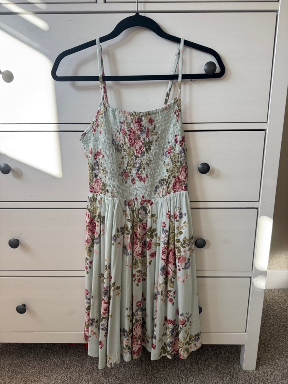 Angie Mint Floral Smocked Top with Pink Accents